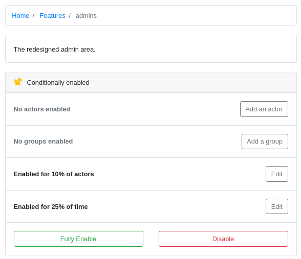 Viewing flipper feature descriptions in self-hosted UI