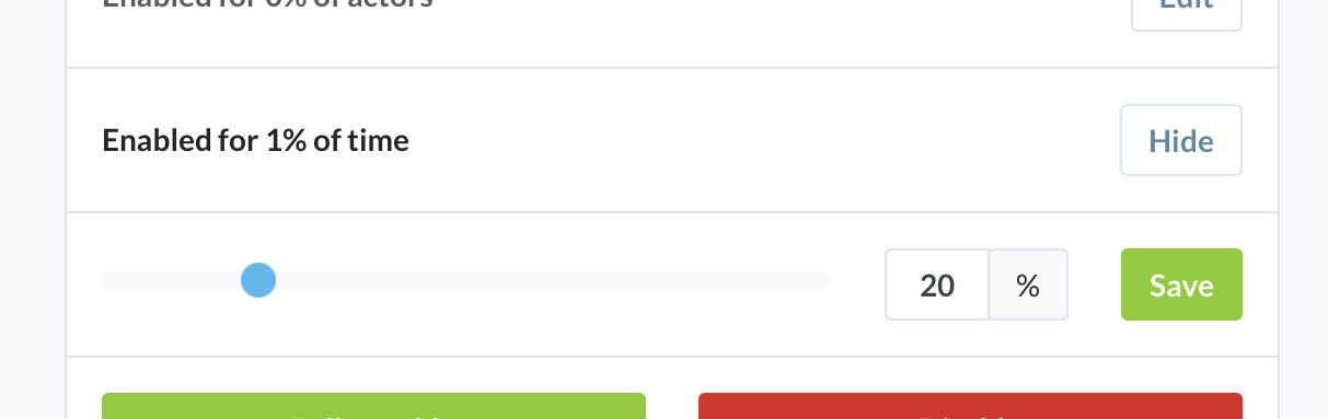 Screenshot of a slider input adjacent to a numeric input with the slider about one-fifth of the way across and the numeric value at 20%